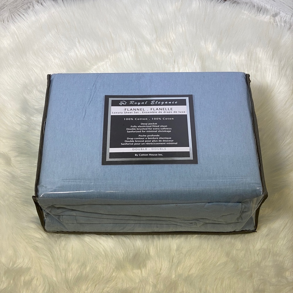 ✨FINAL STOCK✨Full 4pc Sky Blue Flannel Bedsheets